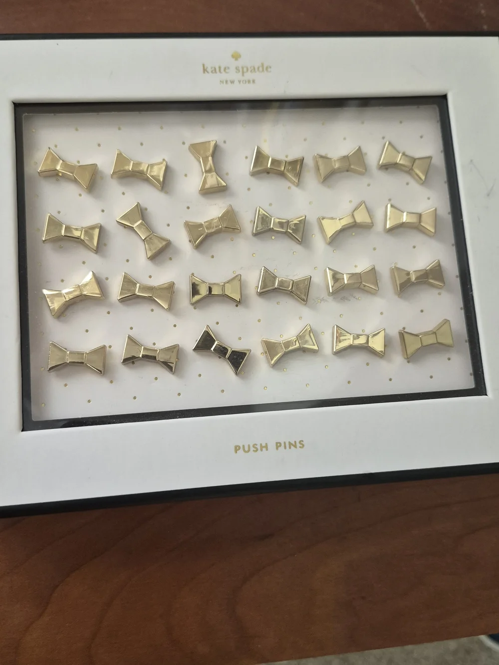 kate spade white and black Bow Push Pin Set
